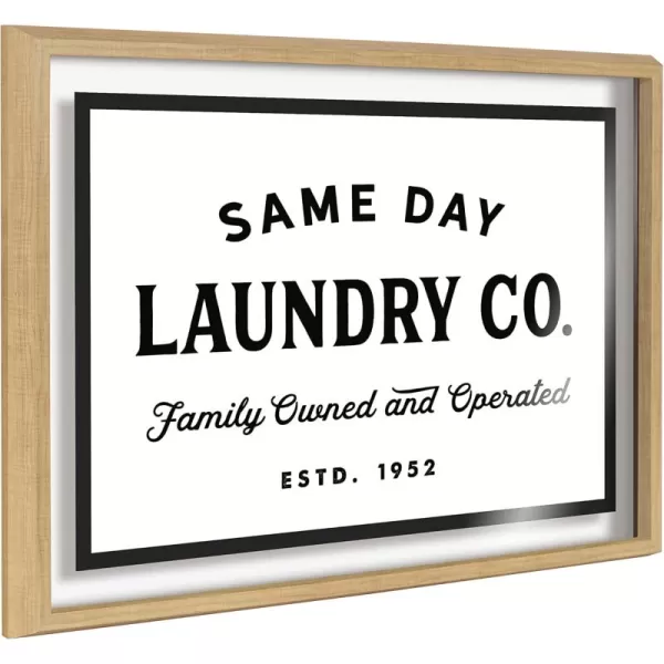 imageKate and Laurel Blake Same Day Laundry Framed Printed Glass Wall Art by Maggie Price of Hunt and Gather Goods 18 x 24 Natural Decorative Retro Art for Wall