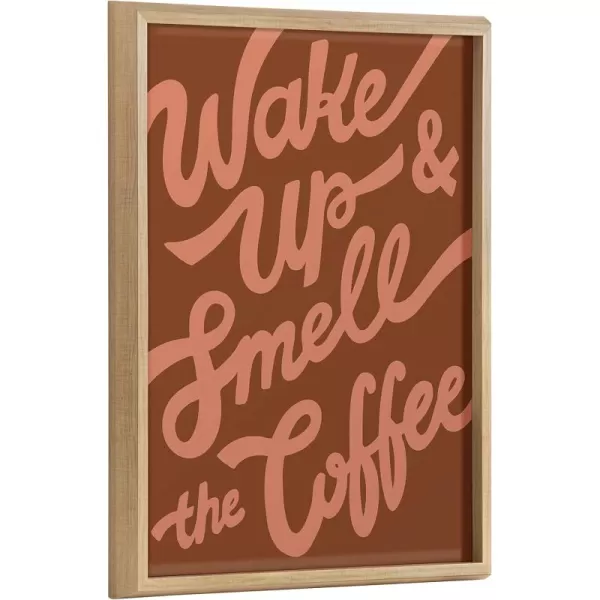 imageKate and Laurel Blake Wake Up and Smell The Coffee Framed Printed Glass Wall Art by Maria Filar 18x24 Natural Decorative Coffee Art for Wall