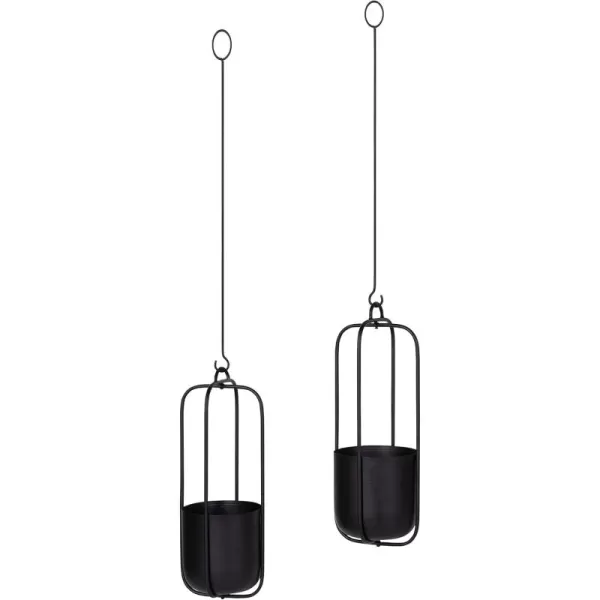imageKate and Laurel Nobrey Modern Hanging Planters Set of 2 Black Metal Hanging Plant Pots for Indoor PlantsBlack