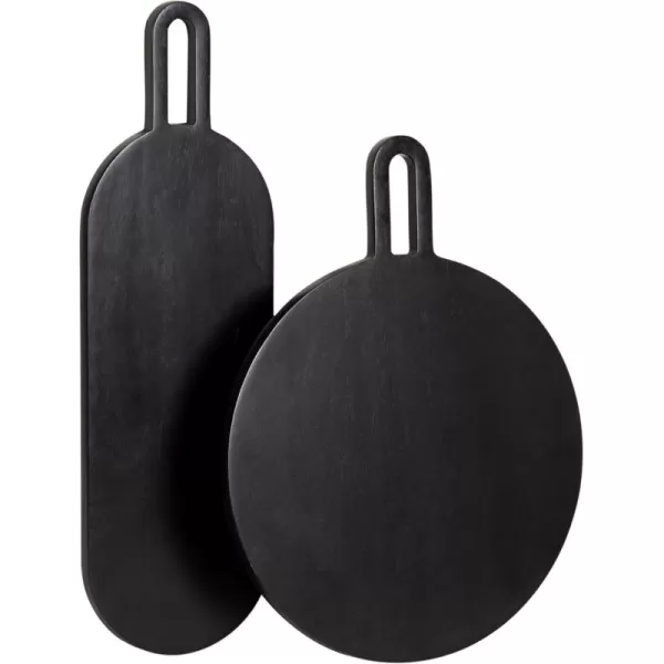 imageKate and Laurel Staven Transitional TwoPiece Serving Boards Set 7 x 22 and 14 x 18 Black Modern FoodSafe Charcuterie Boards with Solid Mango Construction for Use as Kitchen Countertop Decor