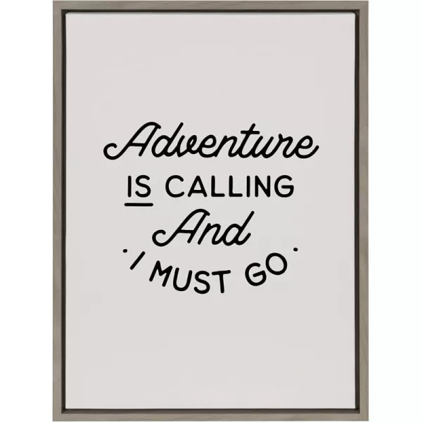 imageKate and Laurel Sylvie Adventure is Calling Framed Canvas Wall Art by The Creative Bunch Studio 18x24 Gray Inspirational Art for Wall