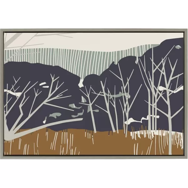 imageKate and Laurel Sylvie Daily Walk Marsh Horizontal Framed Canvas Wall Art by Hannah Beisang 23x33 Gray Unique Abstract Natural Art for Wall