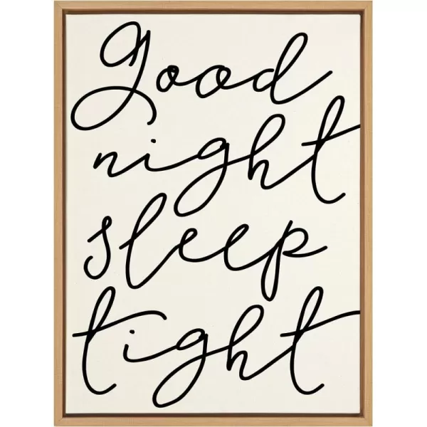 imageKate and Laurel Sylvie Good Night Sleep Tight Framed Linen Textured Canvas Wall Art by Maggie Price of Hunt and Gather Goods 18x24 Natural