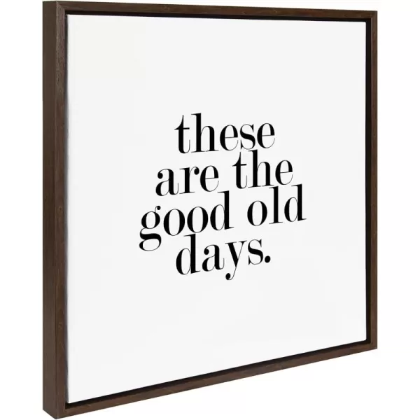 imageKate and Laurel Sylvie Good Old Days Framed Canvas Wall Art by Maggie Price of Hunt and Gather Goods 24x24 Walnut Brown Motivational Art for WallBrown