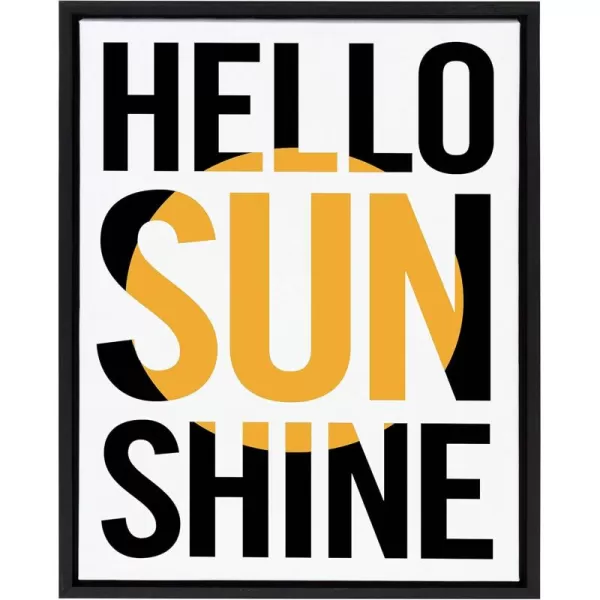 imageKate and Laurel Sylvie Hello Sunshine Framed Canvas Wall Art by Rocket Jack 18x24 Black Happy Inspirational Wall Decor