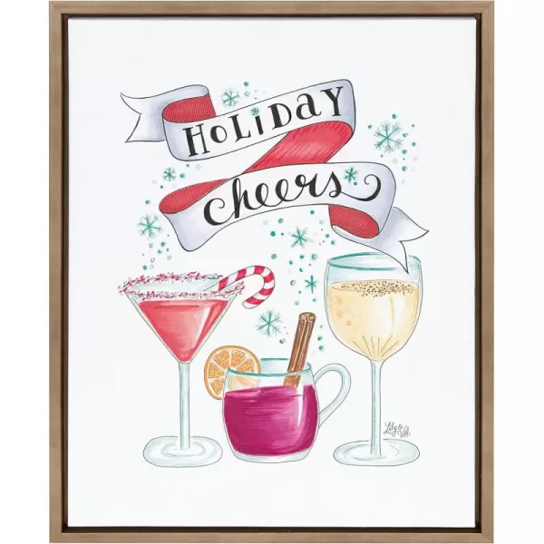 imageKate and Laurel Sylvie Holiday Cheers Framed Canvas Wall Art by Valerie McKeehan 18x24 Gold Holiday Inspired Bar Art