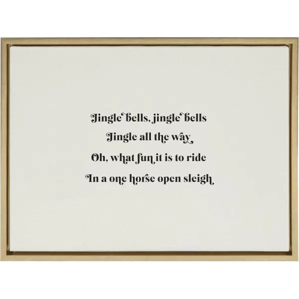 imageKate and Laurel Sylvie Jingle Bells Jingle Bells Framed Canvas Wall Art by The Creative Bunch Studio 18x24 Gold Decorative Minimalist Holiday Art for Wall