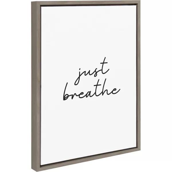 imageKate and Laurel Sylvie Just Breathe Black and White Framed Canvas Wall Art by The Creative Bunch Studio 18x24 Gold Simple Motivational Art Self Care Wall DcorGray