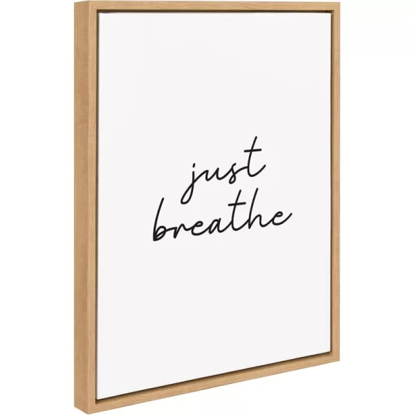 imageKate and Laurel Sylvie Just Breathe Black and White Framed Canvas Wall Art by The Creative Bunch Studio 18x24 Gold Simple Motivational Art Self Care Wall DcorNatural