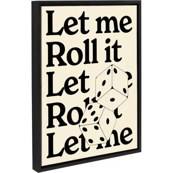 imageKate and Laurel Sylvie Let Me Roll It Framed Canvas Wall Art by Alli Standefer 18x24 Black Modern Casino Dice Art for Wall