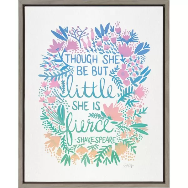 imageKate and Laurel Sylvie Little Fierce Lavender and Mint Framed Canvas Wall Art by Cat Coquillette 18x24 Gray Inspirational Art for Wall