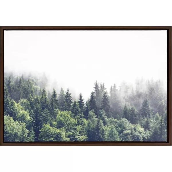 imageKate and Laurel Sylvie Lush Green Forest on a Foggy Day Framed Canvas Wall Art by The Creative Bunch Studio 23x33 Brown Mystifying Nature Art for WallBrown