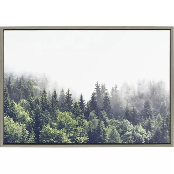 imageKate and Laurel Sylvie Lush Green Forest on a Foggy Day Framed Canvas Wall Art by The Creative Bunch Studio 23x33 Brown Mystifying Nature Art for WallGray