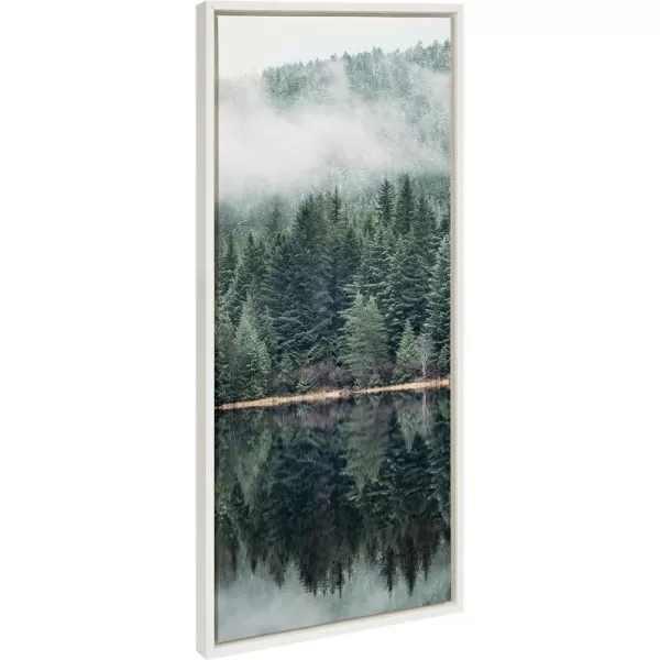 imageKate and Laurel Sylvie Misty Forest Framed Canvas Wall Art by Emiko and Mark Franzen of F2Images 18x40 Natural Smoky Forest Mountain Photograph Art for WallWhite