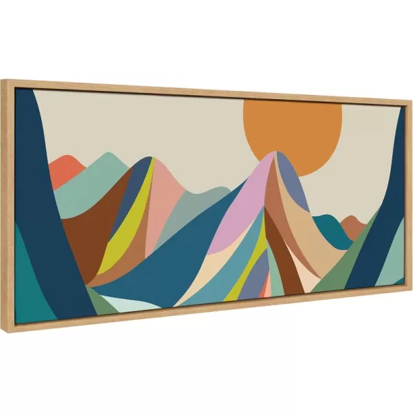 imageKate and Laurel Sylvie Mountains Crop Framed Canvas Wall Art by Rachel Lee of My Dream Wall 18x40 Brown Midcentury Modern Abstract LandscapeNatural