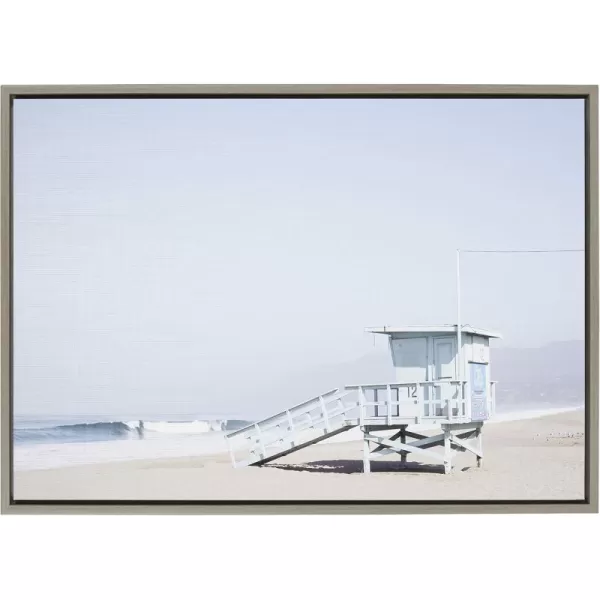 imageKate and Laurel Sylvie Pale Blue Tower Framed Canvas Wall Art by Caroline Mint 23x33 White Chic Coastal Wall DecorGrey