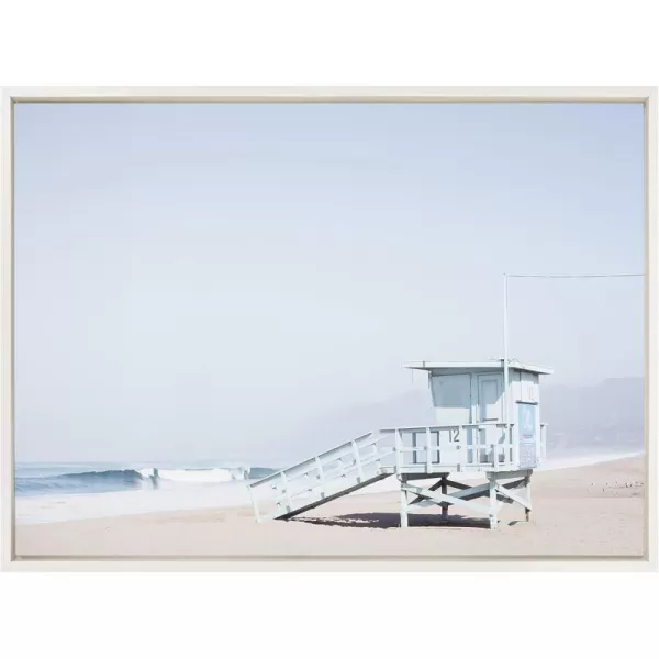 imageKate and Laurel Sylvie Pale Blue Tower Framed Canvas Wall Art by Caroline Mint 23x33 White Chic Coastal Wall DecorWhite