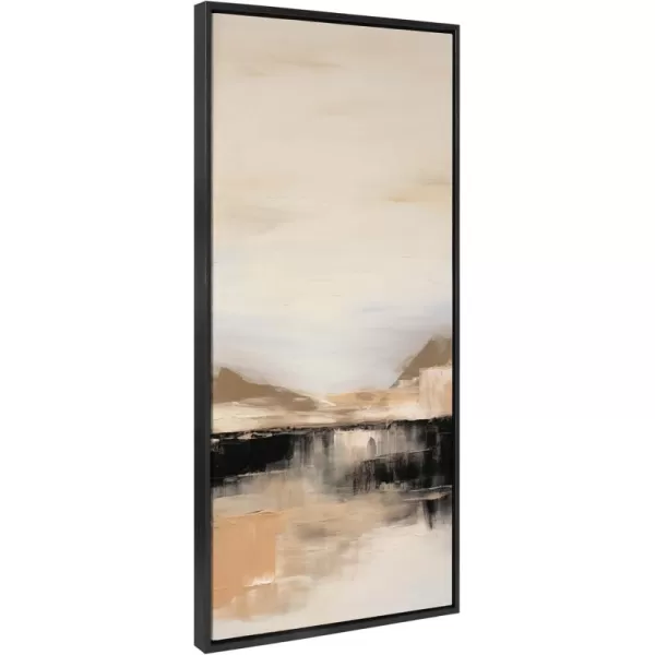 imageKate and Laurel Sylvie Peaceful Landscape II Framed Canvas Wall Art by Amy Lighthall 18x40 Black Modern Abstract Landscape Art for WallBlack
