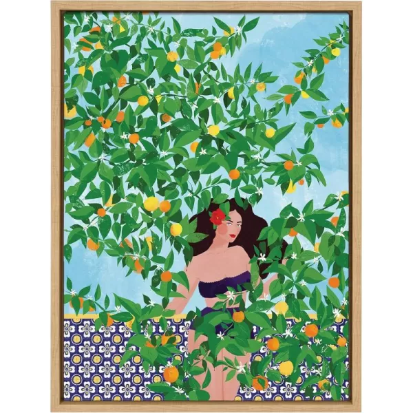 imageKate and Laurel Sylvie Sevilla Girl Framed Canvas Wall Art by Maja Tomljanovic 18x24 Natural Relaxing Nature Art for Wall