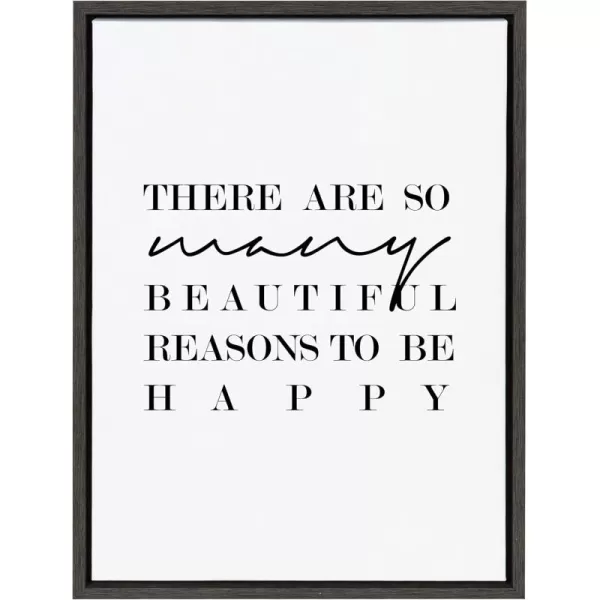 imageKate and Laurel Sylvie So Many Reasons To Be Happy Framed Canvas Wall Art by Maggie Price of Hunt and Gather Goods 18x24 Gray Motivational Art for Wall