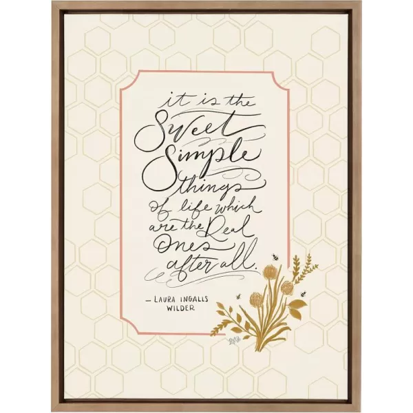 imageKate and Laurel Sylvie Sweet Simple Things Framed Canvas Wall Art by Valerie McKeehan of Lily and Val 18x24 Gold Inspirational Quote Art for Wall
