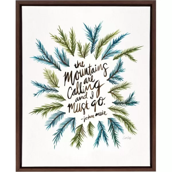 imageKate and Laurel Sylvie The Mountains are Calling Framed Canvas Wall Art by Cat Coquillette 18x24 Brown Chic Wilderness Art for Wall