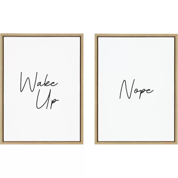 imageKate and Laurel Sylvie Wake Up and Nope Framed Canvas Wall Art Set by The Creative Bunch Studio 2 Piece 18x24 Natural Decorative Humor Art for WallNatural