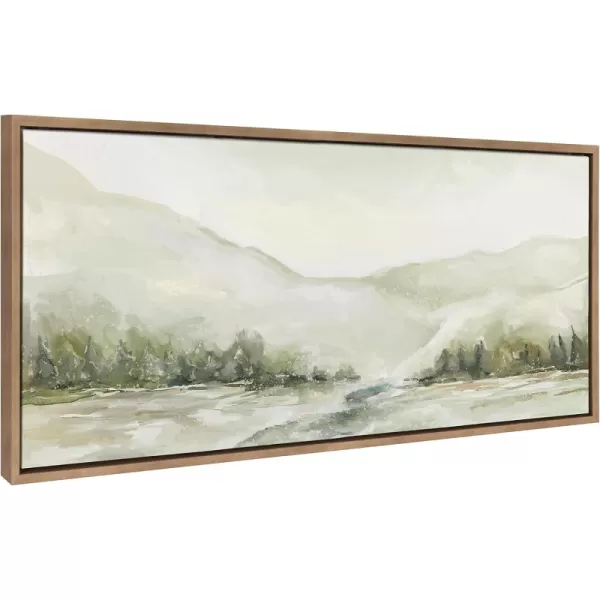 imageKate and Laurel Sylvie Winter Landscape 6 Framed Canvas Wall Art by Annie Quigley 18x40 Gray Nature Holiday Snow Art for WallGold