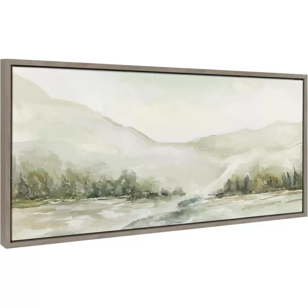 imageKate and Laurel Sylvie Winter Landscape 6 Framed Canvas Wall Art by Annie Quigley 18x40 Gray Nature Holiday Snow Art for WallGray