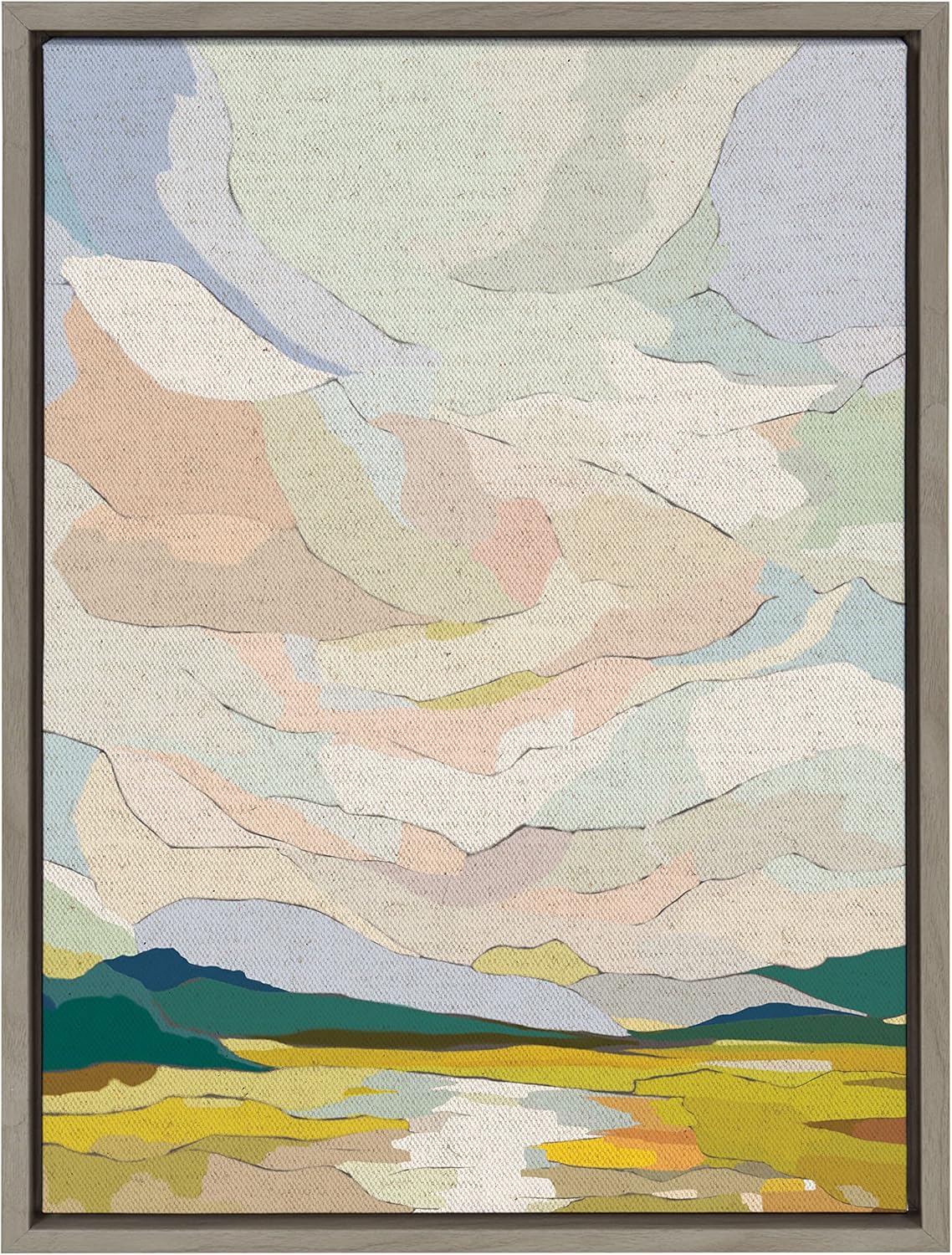 imageKate and Laurel Sylvie Autumn Sky Framed Canvas Wall Art by Nikita Jariwala 18x24 Natural Soft Colorful Nature Landscape Art for Wall Home DecorGray