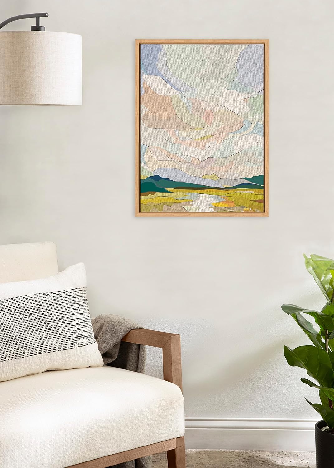 imageKate and Laurel Sylvie Autumn Sky Framed Canvas Wall Art by Nikita Jariwala 18x24 Natural Soft Colorful Nature Landscape Art for Wall Home DecorNatural