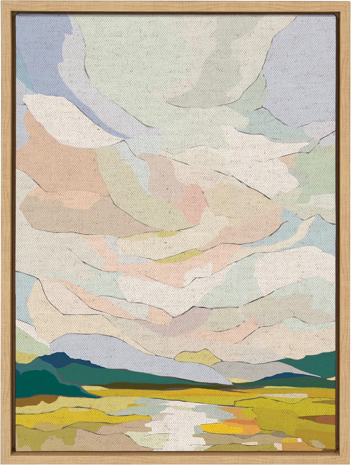 imageKate and Laurel Sylvie Autumn Sky Framed Canvas Wall Art by Nikita Jariwala 18x24 Natural Soft Colorful Nature Landscape Art for Wall Home DecorNatural