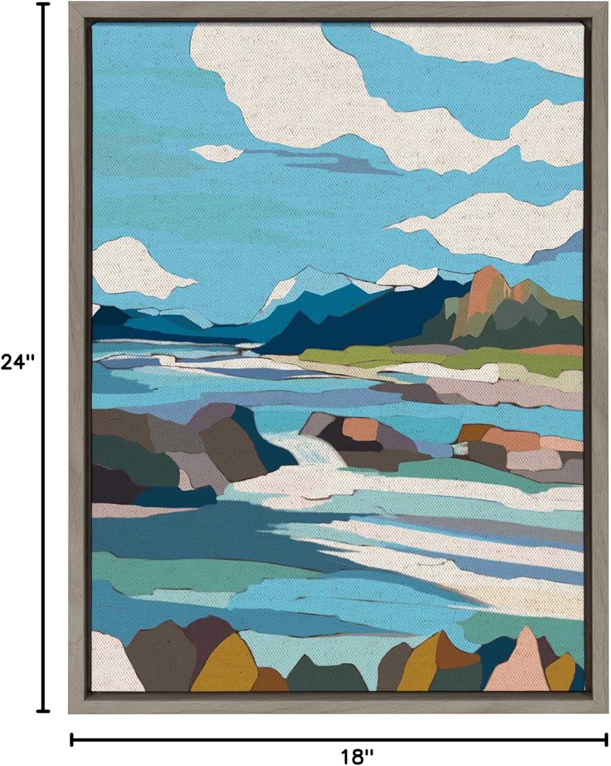imageKate and Laurel Sylvie Brienz Framed Canvas Wall Art by Nikita Jariwala 18x24 Natural Soft Colorful Nature Landscape Art for Wall Home DcorGray