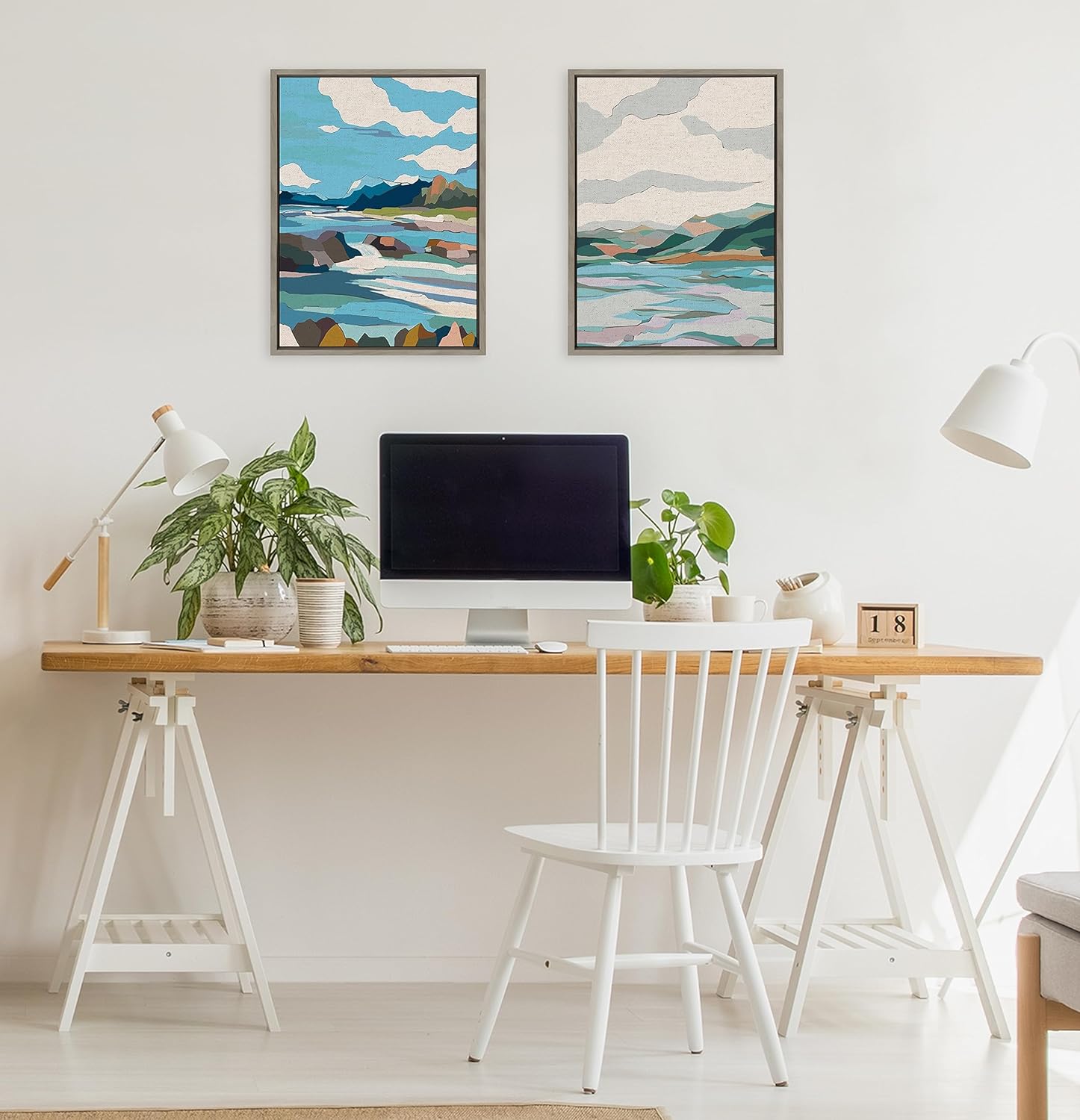 imageKate and Laurel Sylvie Brienz Framed Canvas Wall Art by Nikita Jariwala 18x24 Natural Soft Colorful Nature Landscape Art for Wall Home DcorGray