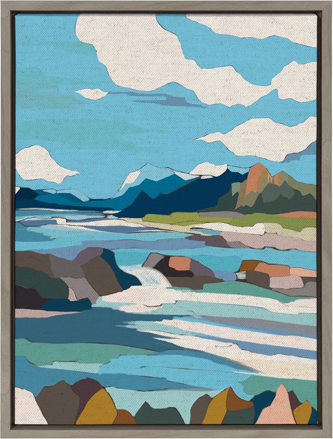 imageKate and Laurel Sylvie Brienz Framed Canvas Wall Art by Nikita Jariwala 18x24 Natural Soft Colorful Nature Landscape Art for Wall Home DcorGray