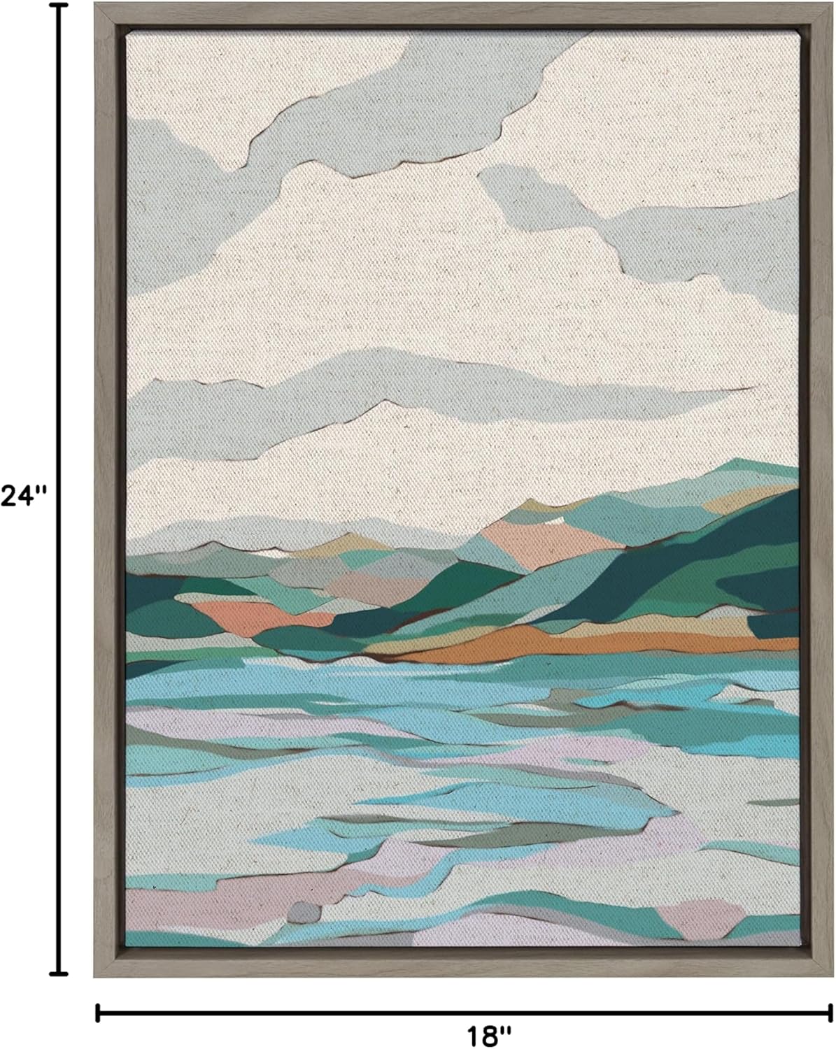 imageKate and Laurel Sylvie Dal Lake Framed Canvas Wall Art by Nikita Jariwala 18x24 Natural Soft Colorful Nature Landscape Art for Wall Home DecorGray