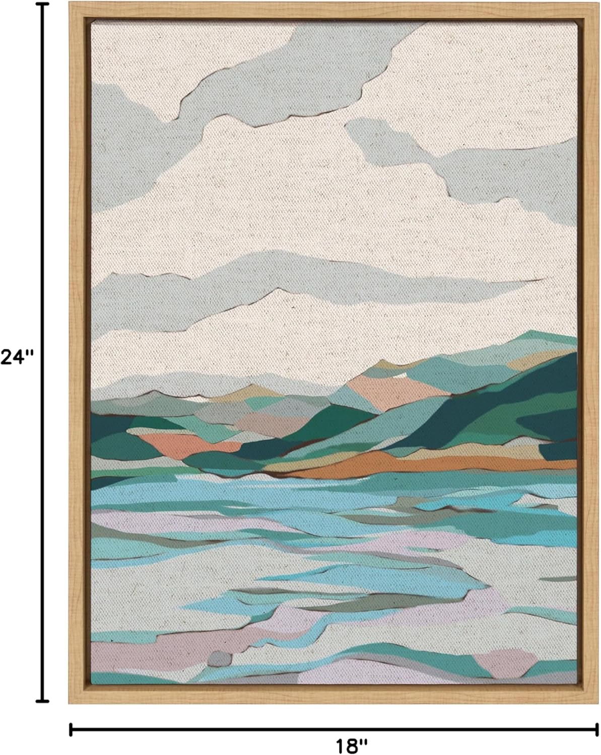 imageKate and Laurel Sylvie Dal Lake Framed Canvas Wall Art by Nikita Jariwala 18x24 Natural Soft Colorful Nature Landscape Art for Wall Home DecorNatural
