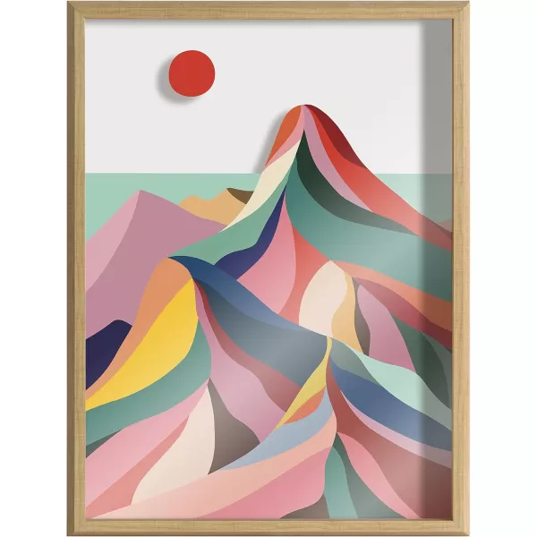 imageKate and Laurel Blake MCM Mountains Framed Printed Glass Wall Art by Rachel Lee of My Dream Wall 18 x 24 Natural Decorative Boho Mountain Art
