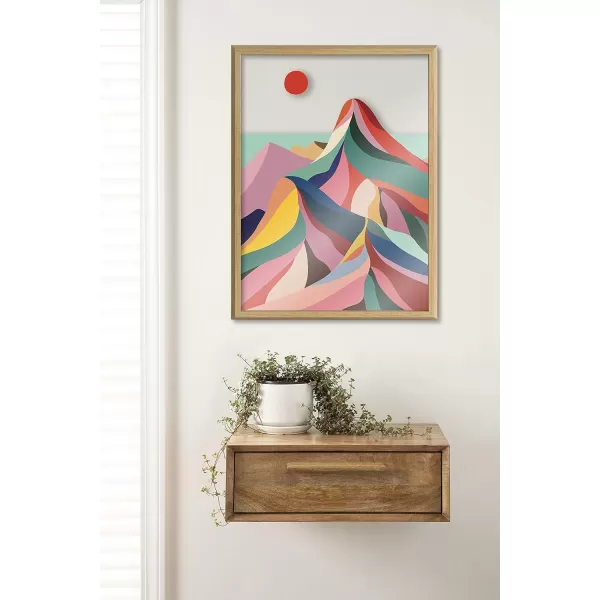 imageKate and Laurel Blake MCM Mountains Framed Printed Glass Wall Art by Rachel Lee of My Dream Wall 18 x 24 Natural Decorative Boho Mountain Art