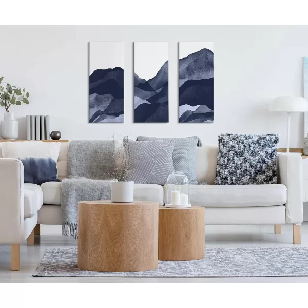 imageKate and Laurel Blue Abstract Mountain Range Canvas Wall Art Set by Amy Lighthall 3 Piece 12 x 28 Decorative Nature Art for Wall