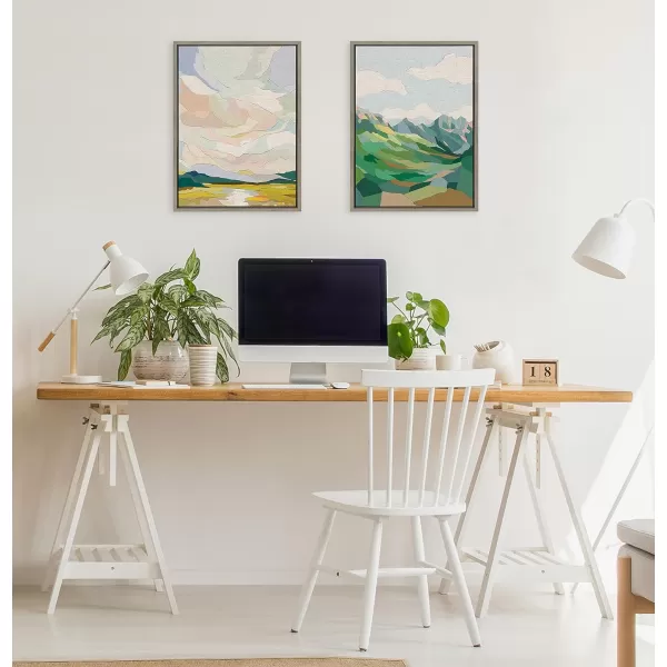 imageKate and Laurel Sylvie Autumn Sky Framed Canvas Wall Art by Nikita Jariwala 18x24 Natural Soft Colorful Nature Landscape Art for Wall Home DecorGray