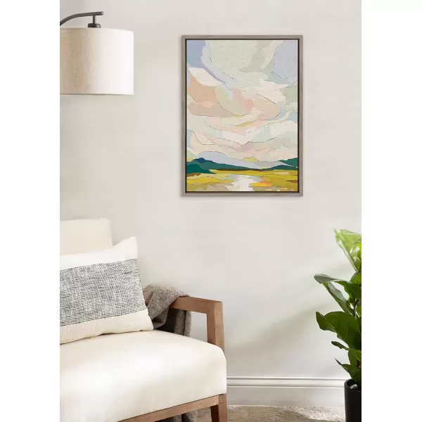 imageKate and Laurel Sylvie Autumn Sky Framed Canvas Wall Art by Nikita Jariwala 18x24 Natural Soft Colorful Nature Landscape Art for Wall Home DecorGray