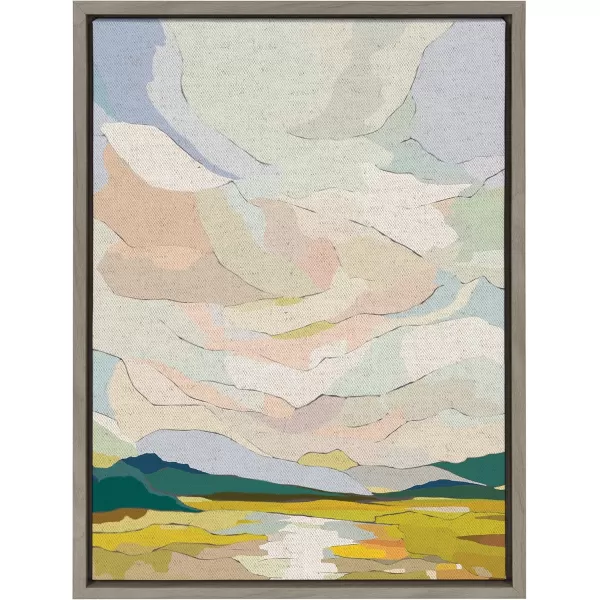 imageKate and Laurel Sylvie Autumn Sky Framed Canvas Wall Art by Nikita Jariwala 18x24 Natural Soft Colorful Nature Landscape Art for Wall Home DecorGray