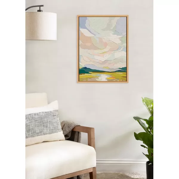 imageKate and Laurel Sylvie Autumn Sky Framed Canvas Wall Art by Nikita Jariwala 18x24 Natural Soft Colorful Nature Landscape Art for Wall Home DecorNatural