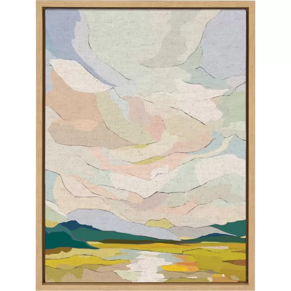 imageKate and Laurel Sylvie Autumn Sky Framed Canvas Wall Art by Nikita Jariwala 18x24 Natural Soft Colorful Nature Landscape Art for Wall Home DecorNatural