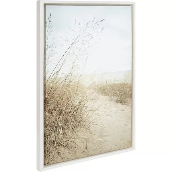 imageKate and Laurel Sylvie Beach Grasses Framed Canvas Wall Art by Emiko and Mark Franzen of F2Images 23x33 White Coastal Beach Art for WallWhite