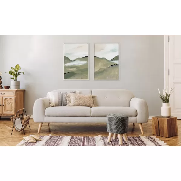 imageKate and Laurel Sylvie Beaded Emerald Alps 1 and 2 Vintage Framed Canvas Wall Art Set by Nikita Jariwala 2 Piece Set 23x33 White Soft Nature Landscape Art for Wall