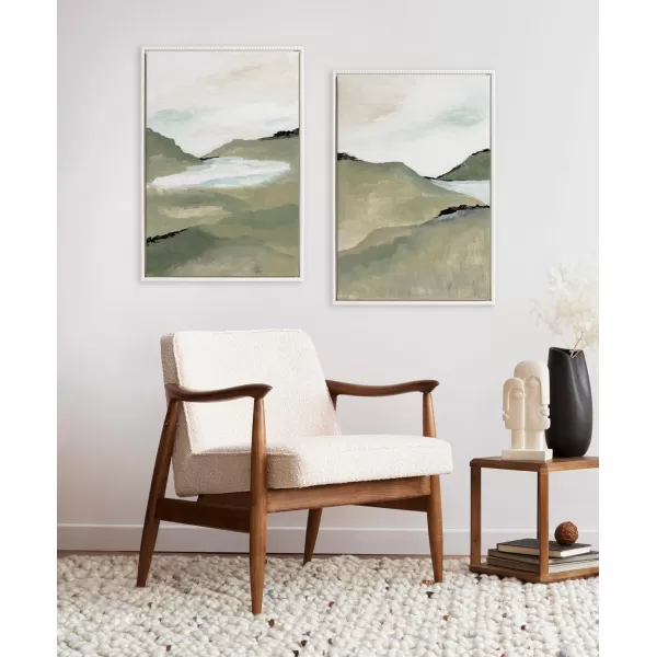 imageKate and Laurel Sylvie Beaded Emerald Alps 1 and 2 Vintage Framed Canvas Wall Art Set by Nikita Jariwala 2 Piece Set 23x33 White Soft Nature Landscape Art for Wall