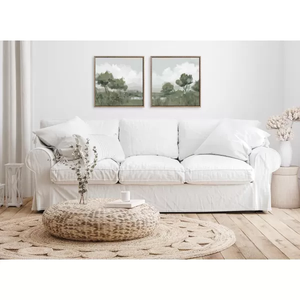 imageKate and Laurel Sylvie Beaded Shades of Olive 1 and 2 Vintage Framed Canvas Wall Art Set by Mary Sparrow 2 Piece Set 22x22 Gold Modern Abstract Tree Landscape Art for Wall
