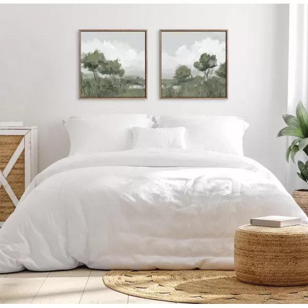 imageKate and Laurel Sylvie Beaded Shades of Olive 1 and 2 Vintage Framed Canvas Wall Art Set by Mary Sparrow 2 Piece Set 22x22 Gold Modern Abstract Tree Landscape Art for Wall